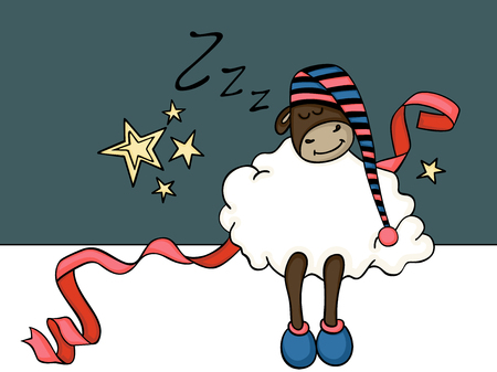 Cute sheep sleeping bannerのイラスト素材