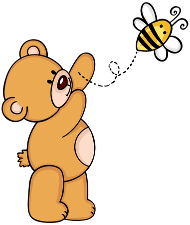 Teddy bear with beeのイラスト素材