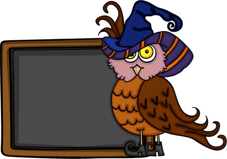 Halloween owl with chalkboardのイラスト素材