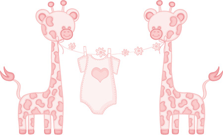 Pink baby giraffe girl.のイラスト素材