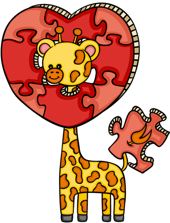 Giraffe with heart icon.のイラスト素材