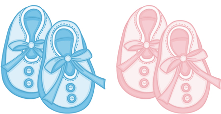 Blue and pink baby shoesのイラスト素材