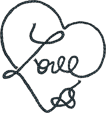 Heart shapes and word love made from ropeのイラスト素材