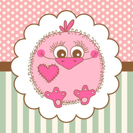 Cute bird girl on backgroundのイラスト素材