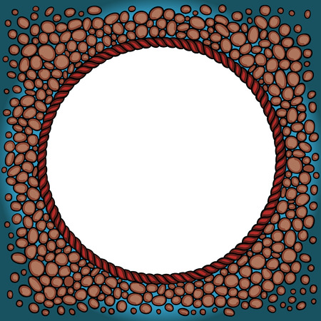 Round frame with rocks and ropeのイラスト素材