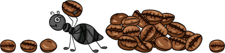 Ant carrying a coffee beanのイラスト素材
