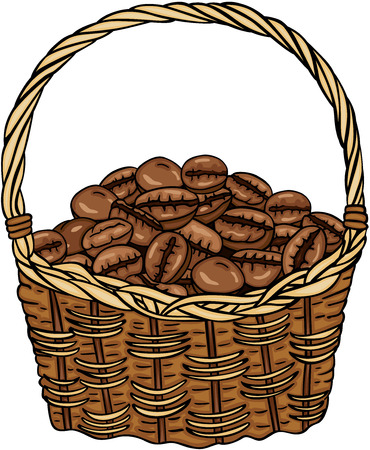 Basket full with coffee beansのイラスト素材