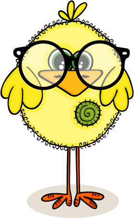 Cute yellow chick with glassesのイラスト素材