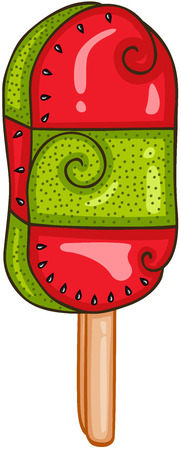 ice cream of kiwi and watermelon fruitのイラスト素材