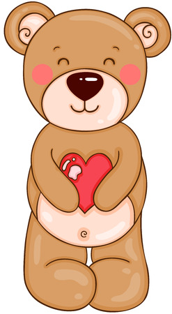 Teddy bear holding a red heartのイラスト素材