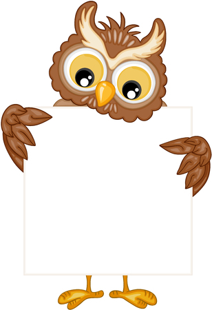 Cute owl with blank templateのイラスト素材
