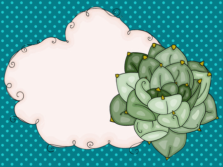 Greeting card with cactus and cloud blank labelのイラスト素材