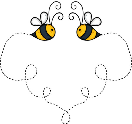 Two bees flying create a heartのイラスト素材