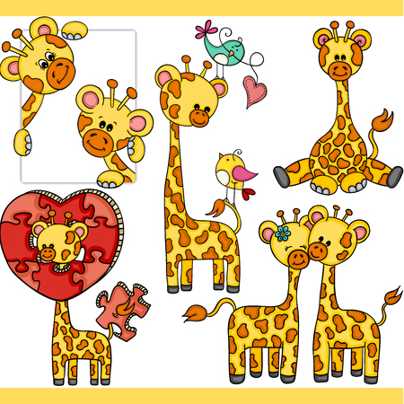 Giraffe set digital elementsのイラスト素材