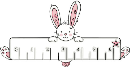 Cute white bunny with rulerのイラスト素材