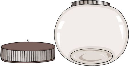 Empty round glass transparent jar openのイラスト素材