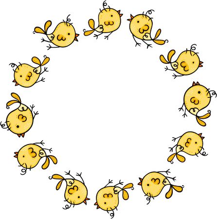 Cute round frame with birds setのイラスト素材