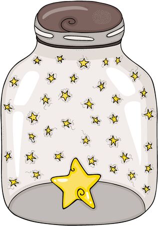 Glass transparent jar full of starsのイラスト素材