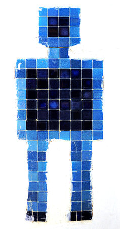 Men toilet symbol bathroom made of tile