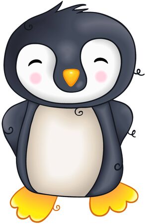Little happy penguin isolated on whiteのイラスト素材