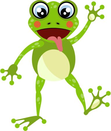 Funny frog waving isolated on whiteのイラスト素材
