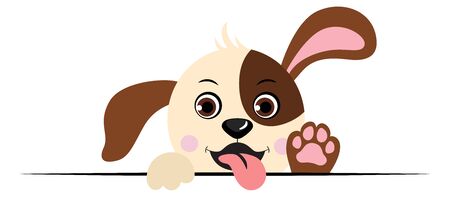 Cute puppy waving with tongue outのイラスト素材