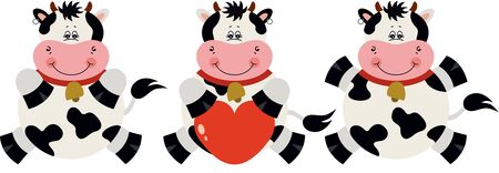 Set of three cute cowsのイラスト素材