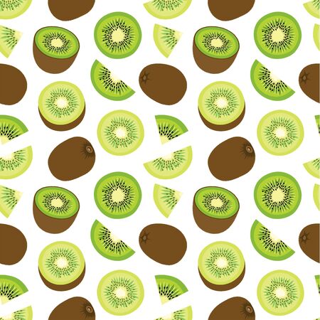 Seamless background with kiwis different positionsのイラスト素材