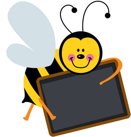 Cute bee holding a blackboardのイラスト素材