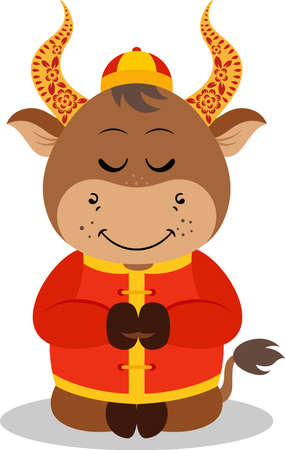 Cute chinese zodiac ox isolatedのイラスト素材