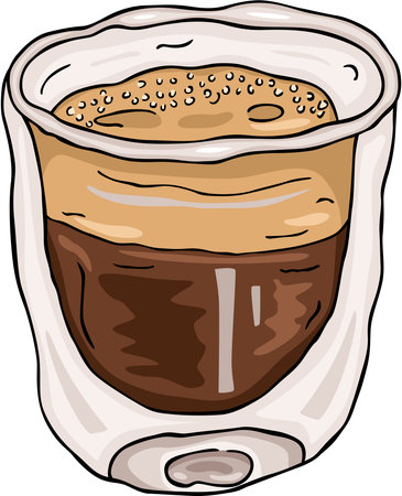 Glass mug with coffee isolated on whiteのイラスト素材