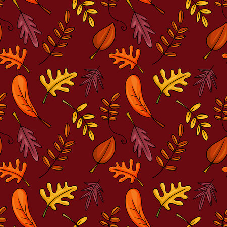 Seamless background with autumn leavesのイラスト素材