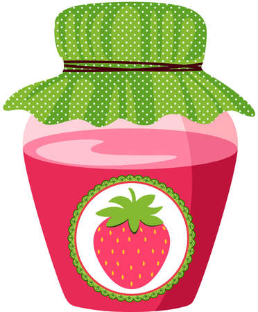 Glass jar with strawberry jamのイラスト素材