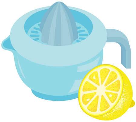 Citrus juicer with lemon cut in halfのイラスト素材
