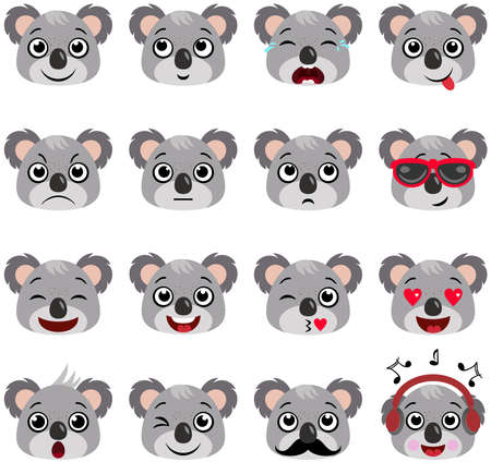 Set of cute koala with feature a different expressionsのイラスト素材