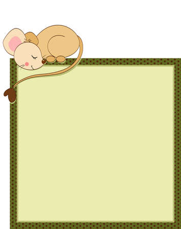 cute mouse sleeping on empty frameのイラスト素材