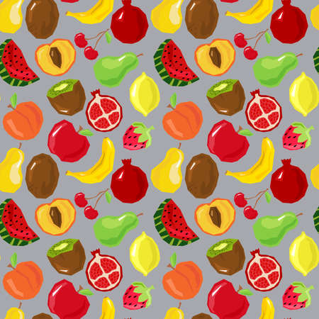 Seamless background of fresh fruitsのイラスト素材