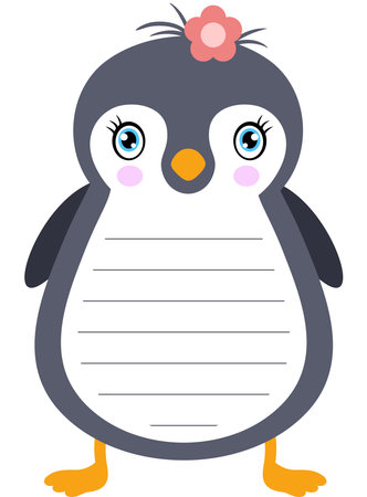 Cute penguin sticker notebook and school labelのイラスト素材