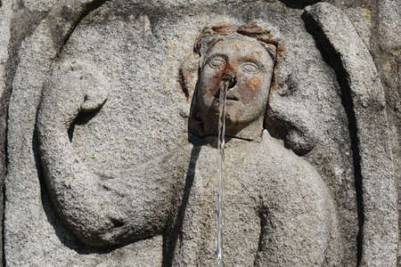 Smell Fountain - Stone water fountain of the five senses representing smell, in Sanctuary Bom Jesus do Monte of Braga, Portugal.のeditorial素材