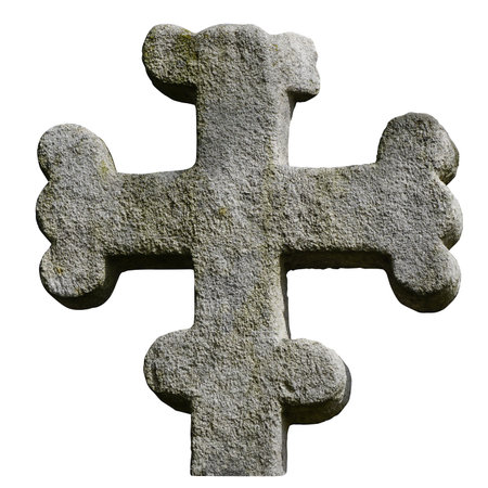 Stone cross isolated on a white background