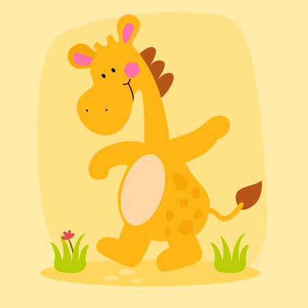 Funny greeting card with adorable giraffeのイラスト素材