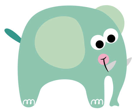 Happy cute blue elephant isolated on whiteのイラスト素材