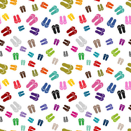 Seamless background pattern with colorful flip flopsのイラスト素材
