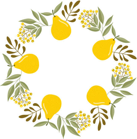 Beautiful circle frame made with yellow pearsのイラスト素材