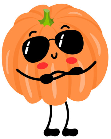 Funny orange pumpkin mascot with sunglassesのイラスト素材