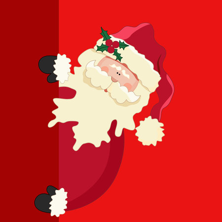 Merry Christmas red card with funny santa clausのイラスト素材