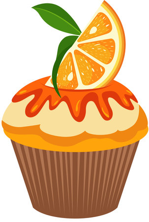 Tasty cupcake of orange isolated on whiteのイラスト素材