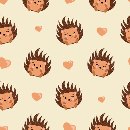 Seamless pattern background of cute hedgehogのイラスト素材