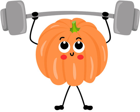 funny orange pumpkin mascot make gymのイラスト素材