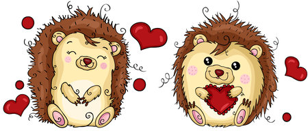 Funny couple of hedgehogs in loveのイラスト素材